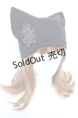 ALGONQUINS / 刺繍入りネコ耳帽子  黒 Y-25-12-04-027-AL-AC-SZ-ZY