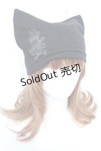 ALGONQUINS / 刺繍入りネコ耳帽子  黒 Y-25-12-04-027-AL-AC-SZ-ZY