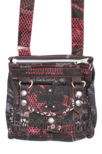 HN+nois / 安ピンpt総柄ポシェット  黒×赤 Y-25-12-04-035-HN-ZA-SZ-ZY