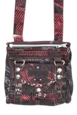 画像1: HN+nois / 安ピンpt総柄ポシェット  黒×赤 Y-25-12-04-035-HN-ZA-SZ-ZY