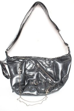 画像1: Ozz On / チェーン付き半月ショルダーバッグ  黒 Y-25-12-04-036-OO-BG-SZ-ZY