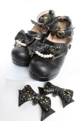 老董世家 / スターリボンパンプス  黒 Y-25-12-05-047-LO-SH-SZ-ZY