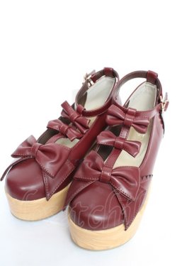 画像1: axes femme kawaii / トリプルリボンシューズ M ワイン Y-25-12-05-050-AX-SH-SZ-ZY