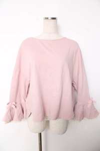 Cherir la femme / 袖リボンスウェットトップス M ピンク Y-25-12-05-051-LO-TO-SZ-ZY
