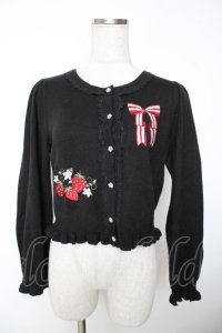 axes femme kawaii / ベリーズピクニックニットカーディガン M 黒 Y-25-12-05-053-AX-TO-SZ-ZY