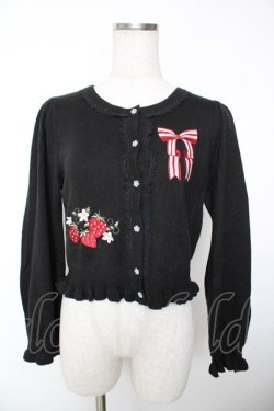 画像1: axes femme kawaii / ベリーズピクニックニットカーディガン M 黒 Y-25-12-05-053-AX-TO-SZ-ZY