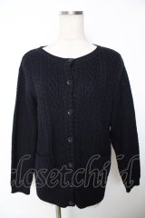Cherir la femme / 後ろレースニットカーディガン M 紺 Y-25-12-05-054-LO-TO-SZ-ZY