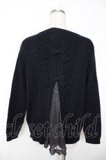 画像2: Cherir la femme / 後ろレースニットカーディガン M 紺 Y-25-12-05-054-LO-TO-SZ-ZT617 (2)