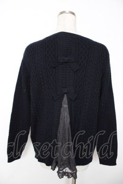 画像2: Cherir la femme / 後ろレースニットカーディガン M 紺 Y-25-12-05-054-LO-TO-SZ-ZY