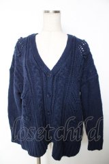 Franche Lippee / ケーブル編みニットカーディガン M 紺 Y-25-12-05-056-LO-TO-SZ-ZY