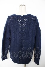 画像2: Franche Lippee / ケーブル編みニットカーディガン M 紺 Y-25-12-05-056-LO-TO-SZ-ZT414 (2)