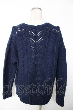 画像2: Franche Lippee / ケーブル編みニットカーディガン M 紺 Y-25-12-05-056-LO-TO-SZ-ZY