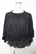 Franche Lippee / シャーリングぽて袖ブラウス M 黒 Y-25-12-05-058-LO-BL-SZ-ZY