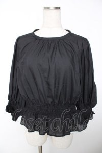 Franche Lippee / シャーリングぽて袖ブラウス M 黒 Y-25-12-05-058-LO-BL-SZ-ZY