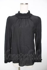 franche lippee black / フリルスタンドカラーブラウス M 黒 Y-25-12-05-061-LO-BL-SZ-ZY