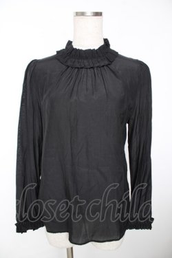 画像1: franche lippee black / フリルスタンドカラーブラウス M 黒 Y-25-12-05-061-LO-BL-SZ-ZY