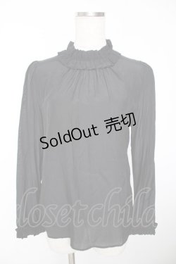 画像1: franche lippee black / フリルスタンドカラーブラウス M 黒 Y-25-12-05-061-LO-BL-SZ-ZY