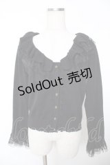 axes femme / フリルレースニットカーデ M 黒 Y-25-12-05-062-AX-TO-SZ-ZY