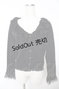 axes femme / フリルレースニットカーデ M 黒 Y-25-12-05-062-AX-TO-SZ-ZY