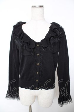 画像1: axes femme / フリルレースニットカーデ M 黒 Y-25-12-05-062-AX-TO-SZ-ZY