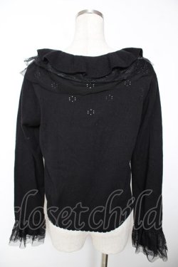 画像2: axes femme / フリルレースニットカーデ M 黒 Y-25-12-05-062-AX-TO-SZ-ZY