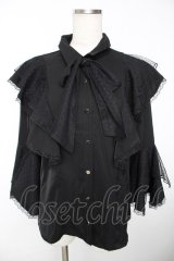 axes femme / ドットチュールリボン姫袖ブラウス F 黒 Y-25-12-05-063-AX-BL-SZ-ZY