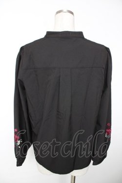 画像2: axes femme / 袖刺繍×ヨークレースブラウス F 黒 Y-25-12-05-064-AX-BL-SZ-ZY