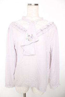 画像1: axes femme / コスモス刺繍ブラウスプルオーバー F ラベンダー Y-25-12-05-067-AX-BL-SZ-ZY