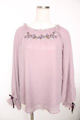 axes femme / すみれ刺繍シフォンプルオーバー M ラベンダー Y-25-12-05-068-AX-TO-SZ-ZY