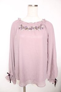 axes femme / すみれ刺繍シフォンプルオーバー M ラベンダー Y-25-12-05-068-AX-TO-SZ-ZY