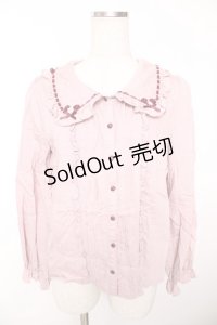 axes femme POETIQUE / ローズデザインフリルブラウス  ピンク Y-25-12-05-071-AX-BL-SZ-ZY