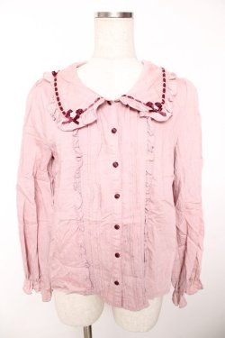 画像1: axes femme POETIQUE / ローズデザインフリルブラウス  ピンク Y-25-12-05-071-AX-BL-SZ-ZY