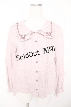 画像1: axes femme POETIQUE / ローズデザインフリルブラウス  ピンク Y-25-12-05-071-AX-BL-SZ-ZY