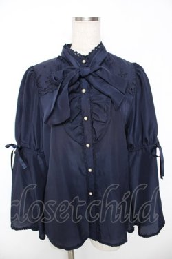 画像1: axes femme kawaii / 姫袖フリルブラウス  紺 Y-25-12-05-072-AX-BL-SZ-ZY