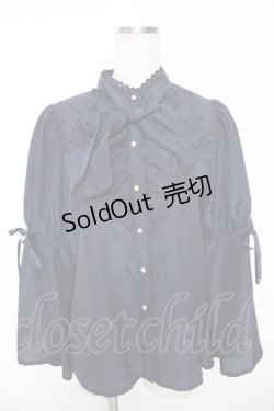 画像1: axes femme Kawaii / 姫袖フリルブラウス  紺 Y-25-12-05-072-AX-BL-SZ-ZY