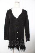 axes femme / 裾チュールラメニットカーディガン M 黒 Y-25-12-05-078-AX-TO-SZ-ZY