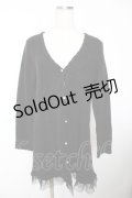 axes femme / 裾チュールラメニットカーディガン M 黒 Y-25-12-05-078-AX-TO-SZ-ZY