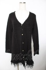 axes femme / 裾チュールラメニットカーディガン M 黒 Y-25-12-05-078-AX-TO-SZ-ZY
