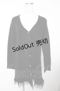 axes femme / 裾チュールラメニットカーディガン M 黒 Y-25-12-05-078-AX-TO-SZ-ZY