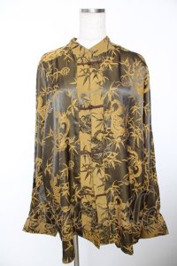 AXES-X / ドラゴンJQチャイナシャツ  イエロー Y-25-12-05-079-LO-TO-SZ-ZY