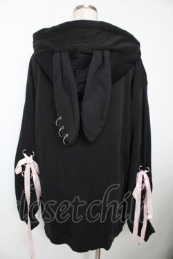 画像2: REFLEM / 雑魚ちゃんコラボうさ耳プルオーバーパーカー  黒 Y-25-12-05-087-PU-TO-SZ-ZY