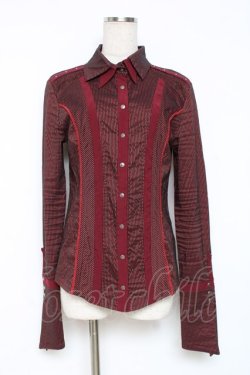 画像1: Ozz Croce / 二重襟ストライプスナップボタンシャツ  エンジ Y-25-12-05-088-OO-BL-SZ-ZY