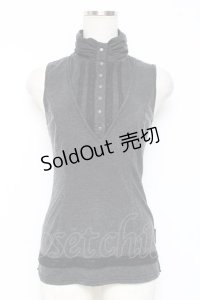 Ozz oneste / 薔薇刺繍ノースリーブトップス  黒 Y-25-12-05-091-OO-TO-SZ-ZY