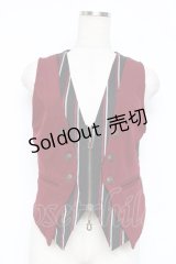 Rozen Kavalier / 刺繍×プリント入り重ね着風ベスト  黒×エンジ Y-25-12-05-092-OO-TO-SZ-ZY