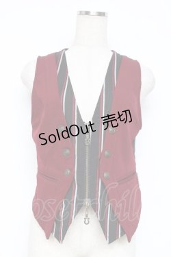 画像1: Rozen Kavalier / 刺繍×プリント入り重ね着風ベスト  黒×エンジ Y-25-12-05-092-OO-TO-SZ-ZY