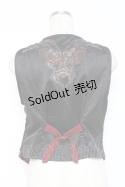 画像2: Rozen Kavalier / 刺繍×プリント入り重ね着風ベスト  黒×エンジ Y-25-12-05-092-OO-TO-SZ-ZY