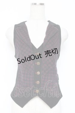 画像1: Ozz Croce / チェック柄切替ベスト  黒×赤 Y-25-12-05-093-OO-TO-SZ-ZY