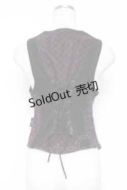 画像2: Ozz Croce / チェック柄切替ベスト  黒×赤 Y-25-12-05-093-OO-TO-SZ-ZY