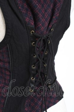 画像3: Ozz Croce / チェック柄切替ベスト  黒×赤 Y-25-12-05-093-OO-TO-SZ-ZY