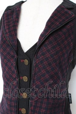 画像4: Ozz Croce / チェック柄切替ベスト  黒×赤 Y-25-12-05-093-OO-TO-SZ-ZY